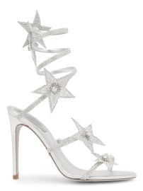 Women\'s Cleo 105MM Crystal-Embellished Star Satin Sandals - Grey Satin Labrador Strass - at Saks Fifth Avenue