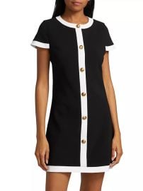 Women\'s Coley Stretch Button-Front Minidress - Black Off White - at Saks Fifth Avenue