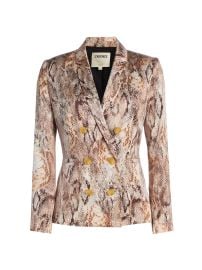 Women\'s Colin Snake Silk Double-Breasted Blazer - Tan Multi Western Snake - at Saks Fifth Avenue