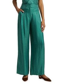 Women\'s Colter Geometric Print Satin Wide-Leg Pants - Clover - at Saks Fifth Avenue