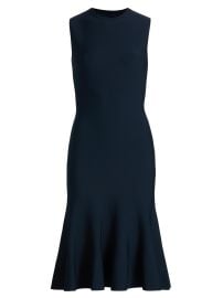 Women\'s Compact Knit Peplum Midi-Dress - Navy - at Saks Fifth Avenue