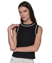 Women\'s Contrast-Trim Sleeveless Sweater at Macys