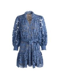 Women\'s Cora Floral Open-Knit Minidress - Indigo - at Saks Fifth Avenue