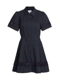 Women\'s Corinne Crochet-Trim Mini Shirtdress - Midnight - at Saks Fifth Avenue