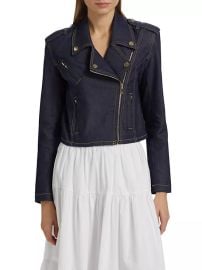 Women\'s Cosita Denim Moto Jacket - Dark Denim Blue - at Saks Fifth Avenue