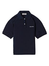 Women\'s Cotton Piqué Polo Shirt - Blue - at Saks Fifth Avenue