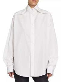 Women\'s Cotton Poplin Button-Front Shirt - Optical White - at Saks Fifth Avenue