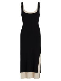 Women\'s Cotton-Silk Layered Tank Midi-Dress - Black Combo - at Saks Fifth Avenue