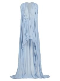 Women\'s Creponne Silk Sleeveless High-Low Gown - Periwinkle - at Saks Fifth Avenue
