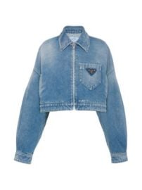 Women\'s Cropped Organic Denim Jacket - Blue - at Saks Fifth Avenue