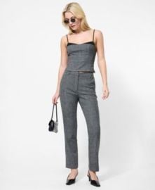 Women\'s Cropped Slim-Fit Plaid Cigarette Pants at Macys