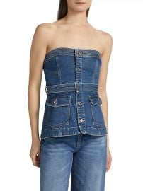 Women\'s Cyan Belted Bustier Top - Marine Wash - at Saks Fifth Avenue