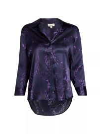 Women\'s Dani Chain-Print Silk Shirt - Midnight Purple Sketch Chain - at Saks Fifth Avenue