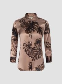 Women\'s Dani Floral Silk Shirt - Hazelnut Multi Large - at Saks Fifth Avenue