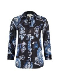 Women\'s Dani Graphic Silk Blouse - Black Blue Porcelain Print - at Saks Fifth Avenue