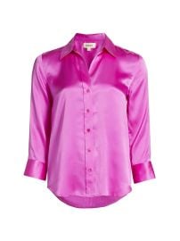 Women\\\'s Dani Three-Quarter Sleeve Silk Shirt - Black - at Saks Fifth Avenue