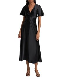 Women\'s Daphne Ruched Satin Midi-Dress - Black - at Saks Fifth Avenue