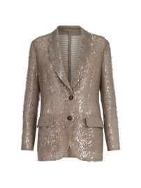 Women\'s Dazzling Cascade Embroidery Blazer in Crispy Silk - Rope - at Saks Fifth Avenue