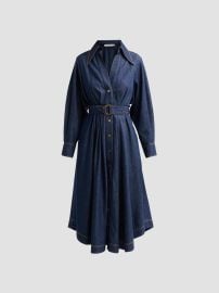 Women\'s Denim Belted Midi Shirtdress - Harbour Blue - at Saks Fifth Avenue