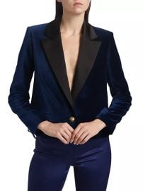 Women\'s Devyn Velvet Short Blazer - Midnight Blue - at Saks Fifth Avenue