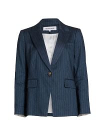 Women\'s Dickey Pinstriped Linen-Blend Jacket - Blue Dove - at Saks Fifth Avenue