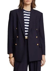 Women\'s Double-Breasted Wool-Blend Blazer - Navy - at Saks Fifth Avenue