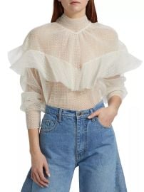 Women\'s Double Layered Tulle Top - Ivory - at Saks Fifth Avenue