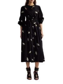 Women\'s Dragonfly Cotton Sateen Maxi Shirtdress - Black Gold - at Saks Fifth Avenue