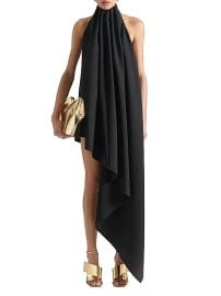 Women\'s Draped Asymmetric Dress in Wool - Black - at Saks Fifth Avenue