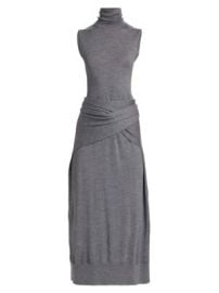 Women\'s Draped Knit Midi-Dress - Grey Melange - at Saks Fifth Avenue