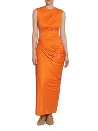 Women\\\'s Draped Silk-Jersey Sleeveless Maxi Dress - Bright Orange - at Saks Fifth Avenue