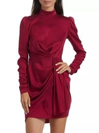 Women\'s Draped Stretch Silk Minidress - Garnet - at Saks Fifth Avenue