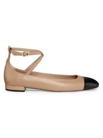 Women\'s Eden Strap Leather Ballet Flats - Cielo Black - at Saks Fifth Avenue
