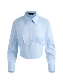 Women\'s Edie Corset Cotton-Blend Shirt - Carolina Blue - at Saks Fifth Avenue