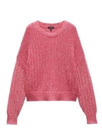 Women\'s Edie Cotton-Blend Open-Knit Relaxed Sweater - Pink Multi - at Saks Fifth Avenue