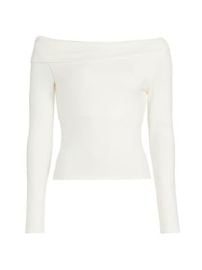 Women\'s Elio Knit Off-the-Shoulder Long-Sleeve Top - Fior Di Latte - at Saks Fifth Avenue