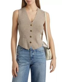 Women\'s Ella Wool-Blend Button-Front Vest - Dark Taupe - at Saks Fifth Avenue