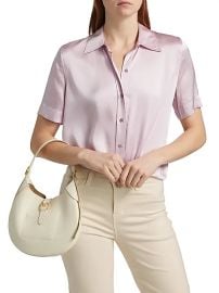 Women\'s Ellah Satin Silk Shirt - Ivory - at Saks Fifth Avenue