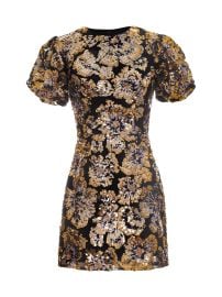Women\'s Elsie Puff-Sleeve Cocktail Minidress - Gold Multi - at Saks Fifth Avenue