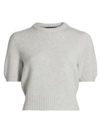 Women\'s Elsie Wool-Cashmere Short-Sleeve Sweater - Beige Melange - at Saks Fifth Avenue