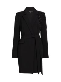 Women\'s Embellished Crepe Wrap-Style Cocktail Dress - Black - at Saks Fifth Avenue