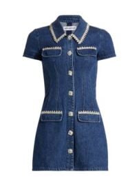 Women\'s Embellished Denim Minidress - Blue - at Saks Fifth Avenue