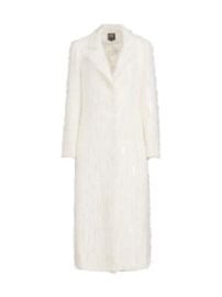 Women\'s Embellished Faux Mohair Coat - Winter White - at Saks Fifth Avenue