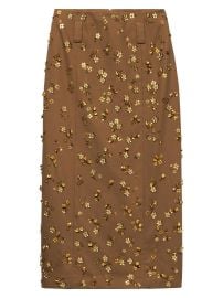 Women\'s Embroidered Chevron Midi Skirt - Brown - at Saks Fifth Avenue