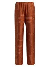 Women\'s Embroidered Silk Pajama-Inspired Pants - Terracotta - at Saks Fifth Avenue