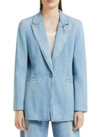 Women\'s Emrata x Marella Denim Longline Blazer - Blue Jeans - at Saks Fifth Avenue