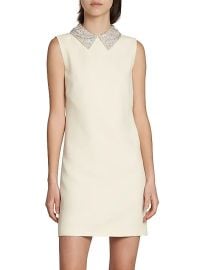 Women\'s Enver Embellished Satin Minidress - Eggshell - at Saks Fifth Avenue
