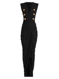 Women\'s Faux-Button Draped Maxi Dress - Noir - at Saks Fifth Avenue