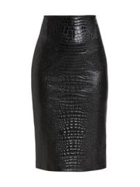 Women\'s Faux Crocodile Pencil Midi-Skirt - Black - at Saks Fifth Avenue