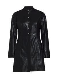 Women\'s Faux-Leather Mini Shirtdress - Black - at Saks Fifth Avenue